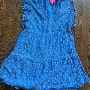 Lilly Pulitzer size 8 Sleeveless Dress with Pom Pom Trim EUC
